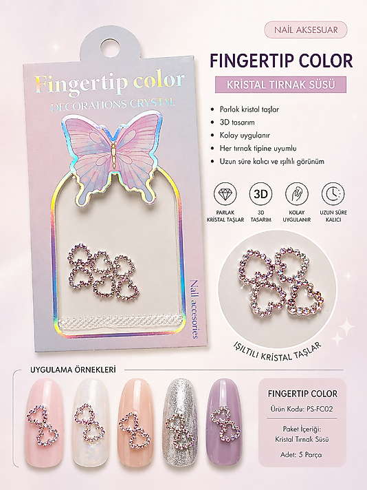 KRİSTEL TIRNAK SÜSÜ FİNGERTİP COLOR( PEMBE)