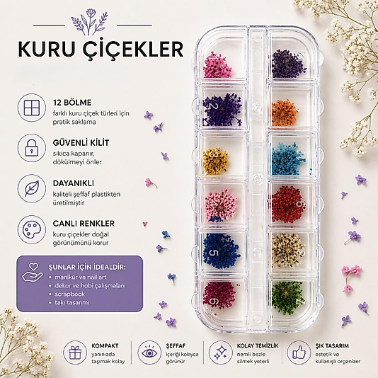 KURU ÇİÇEK 12 Lİ SET NAİLART