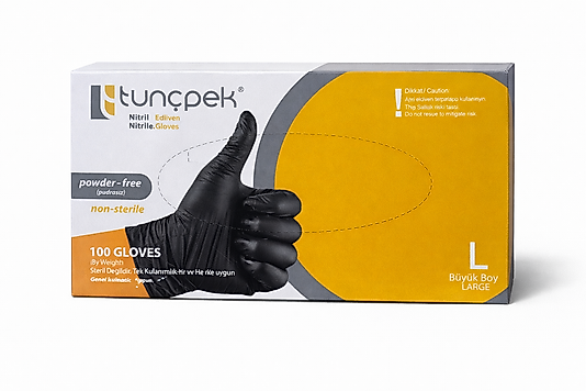 ELDİVEN TUNÇPEK NİTRİL PUDRASIZ SİYAH LARGE (L)