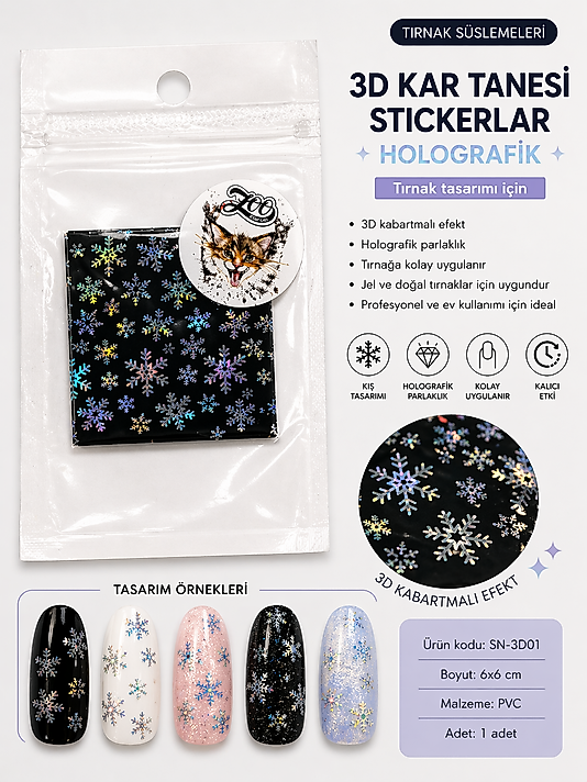 TRANSFER FOLYO KAR TANESİ HOLOGRAFİK SİYAH